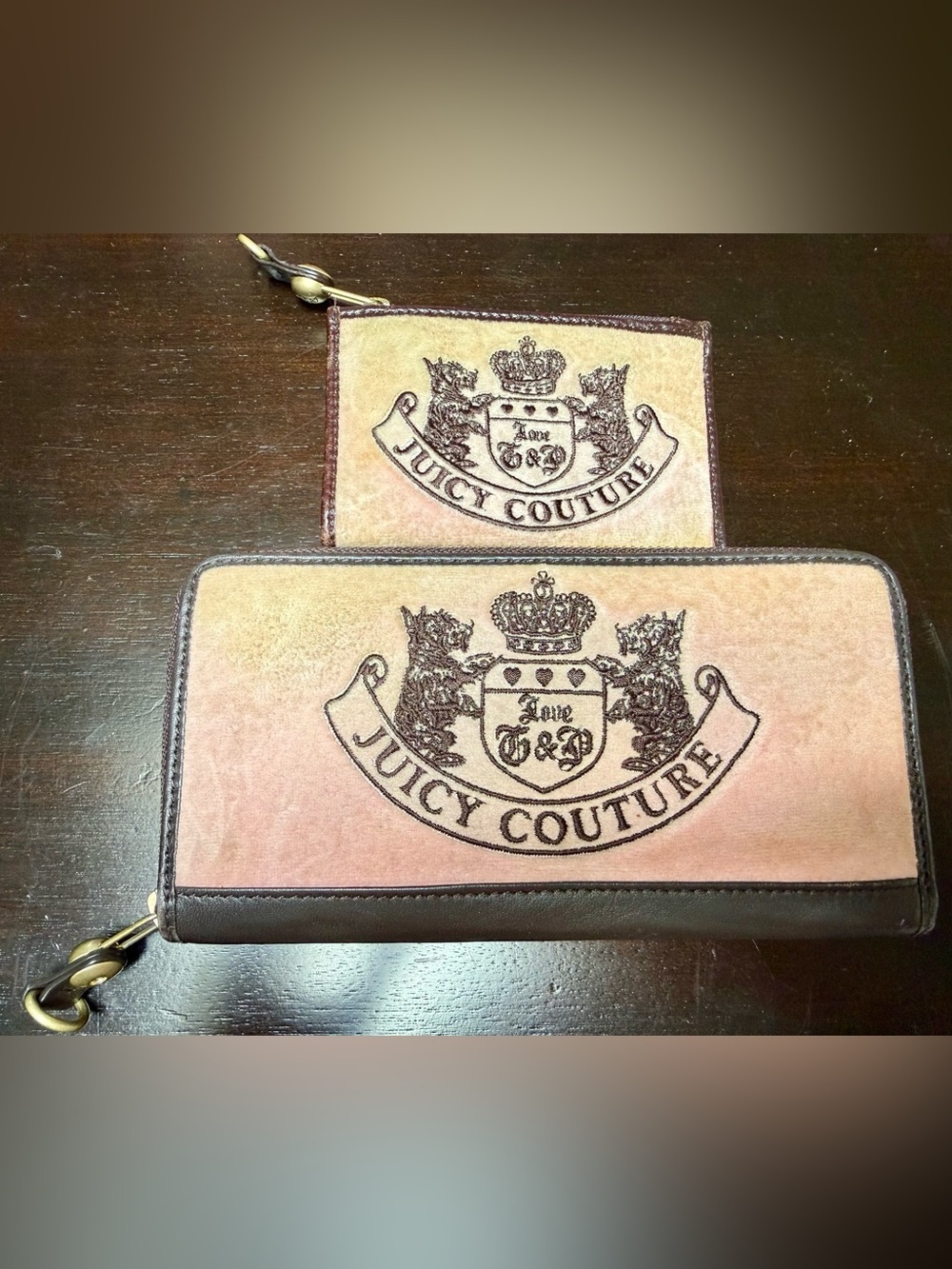 Juicy Couture Pink Suede Wallet & Coin Wallet